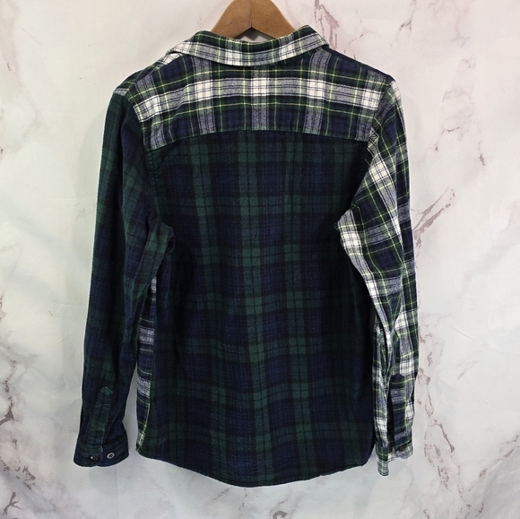 LL Bean Shirt Womens XS Green Plaid Flannel Scotch Check Button Up Patchwork - Picture 7 of 12